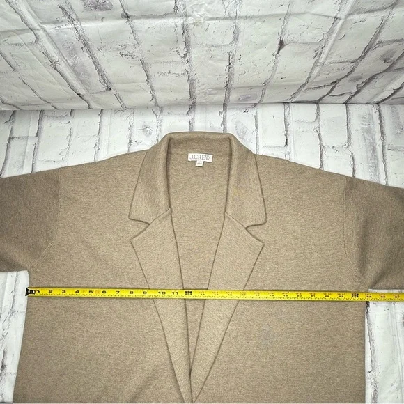 J. Crew Ella Open Front Long Sweater Blazer Sz L Merino Wool Tan Khaki AD753 - Picture 5 of 9